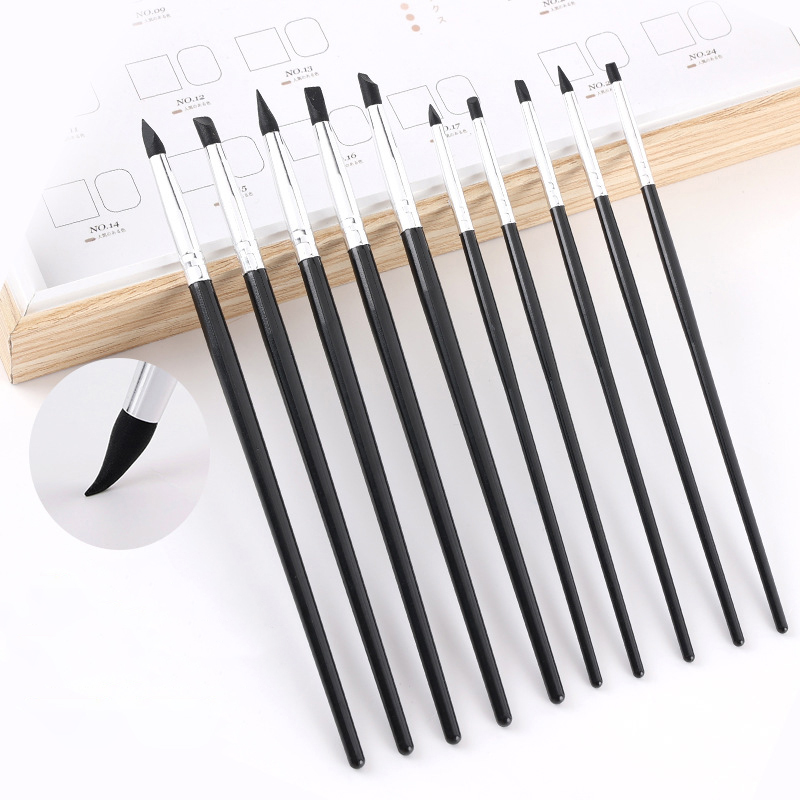 Nail Fan Brush - 5Pcs Dental Silicone Brush Pens Resin