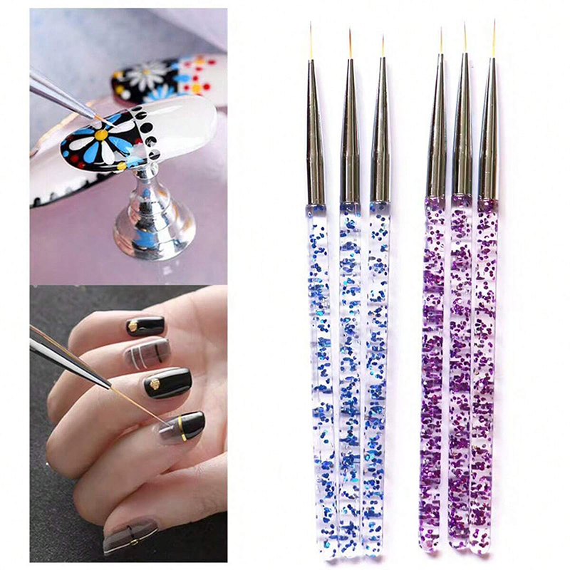 Nail Fan Brush - 3Pcs French Stripe Nail Art Liner