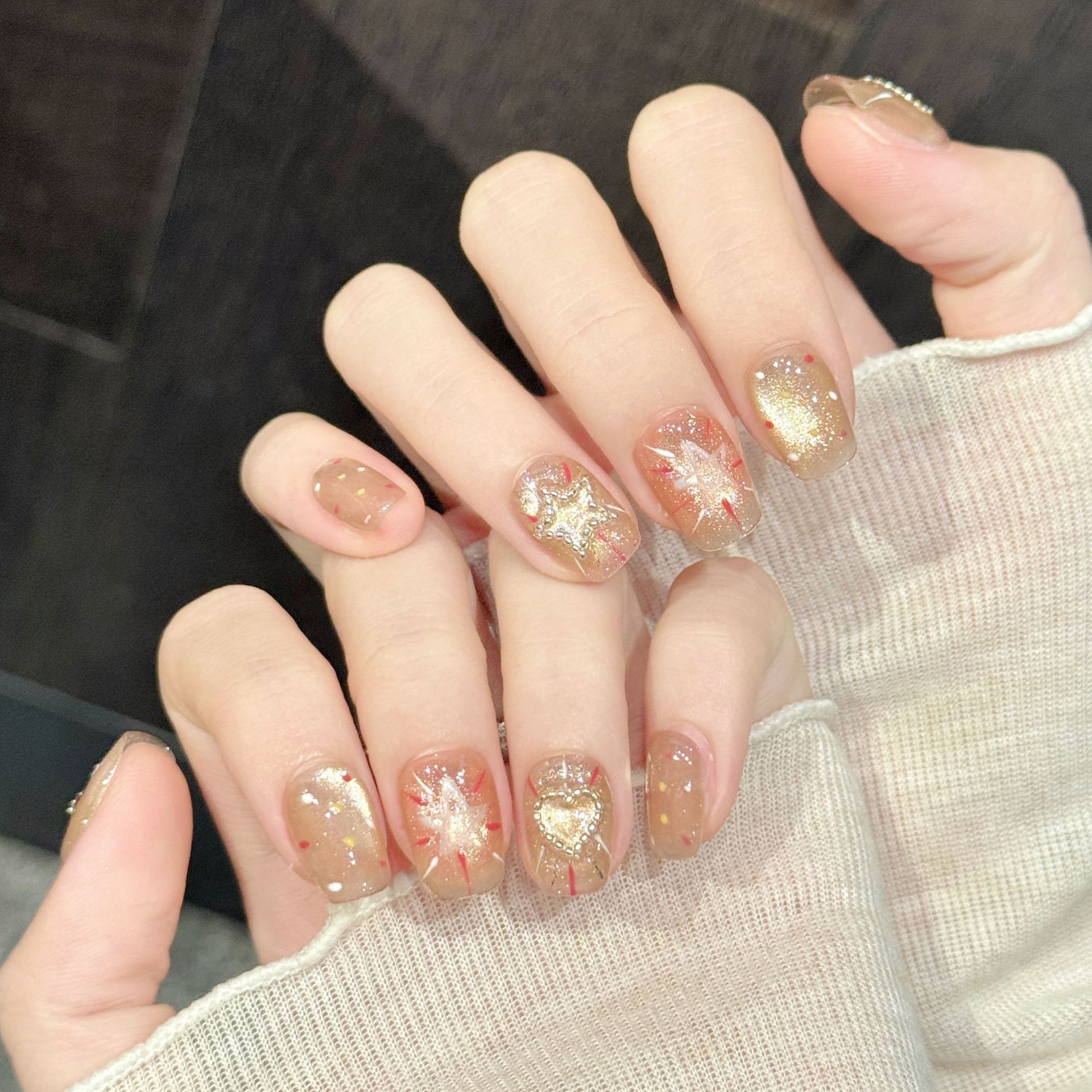 Nail Art Glitter - 10pcs Handmade Glitter Star Y2k Nails