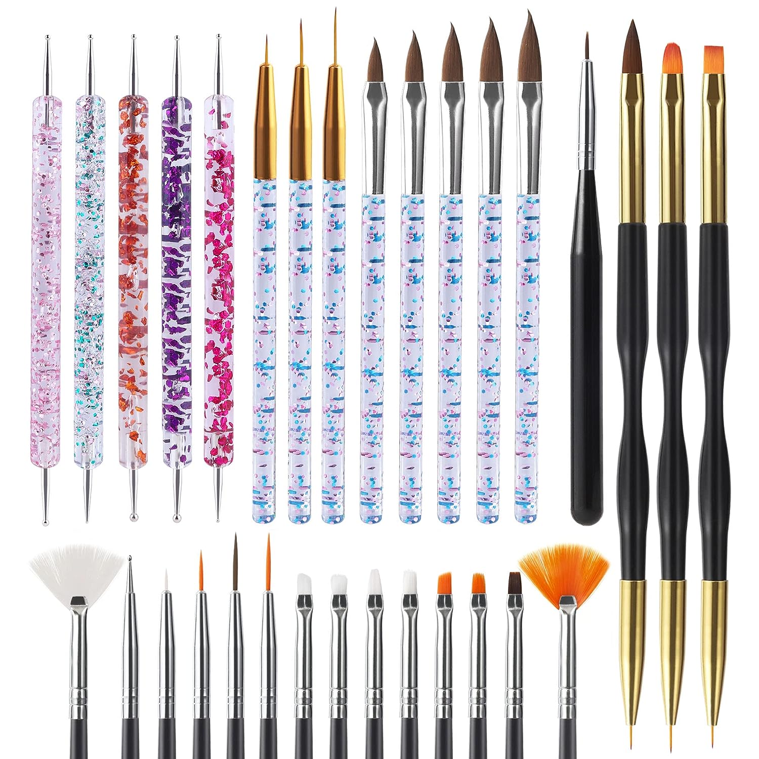 Nail Fan Brush - 6/31Pcs Nail Art Brush Design Tip