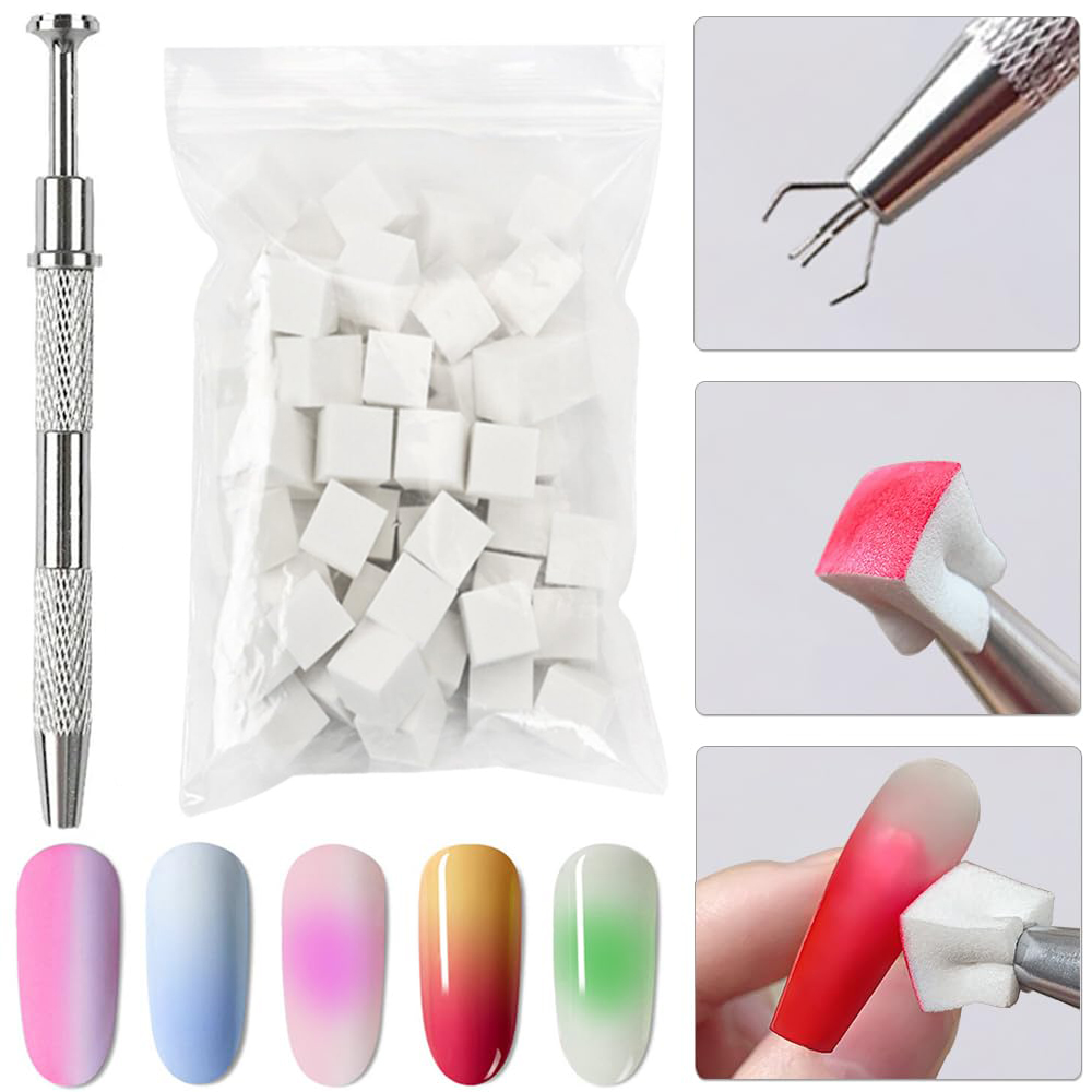 50Pcs Nail Art Sponges + Grabb - Nail Art Ombre Glitter 评论和价格