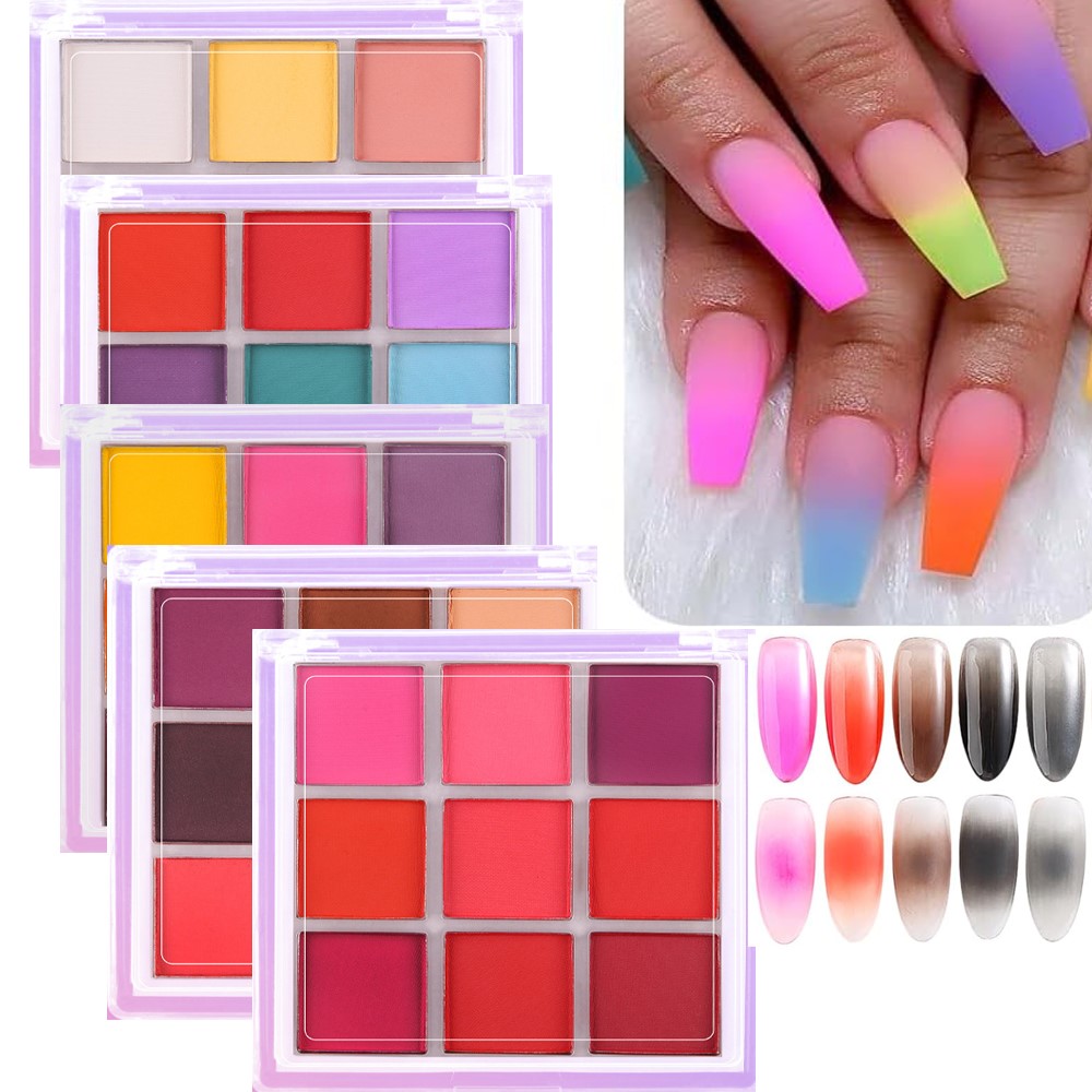 4/6/9Colors Nail Pigment Palet - Nail Art Ombre Glitter 评论和价格