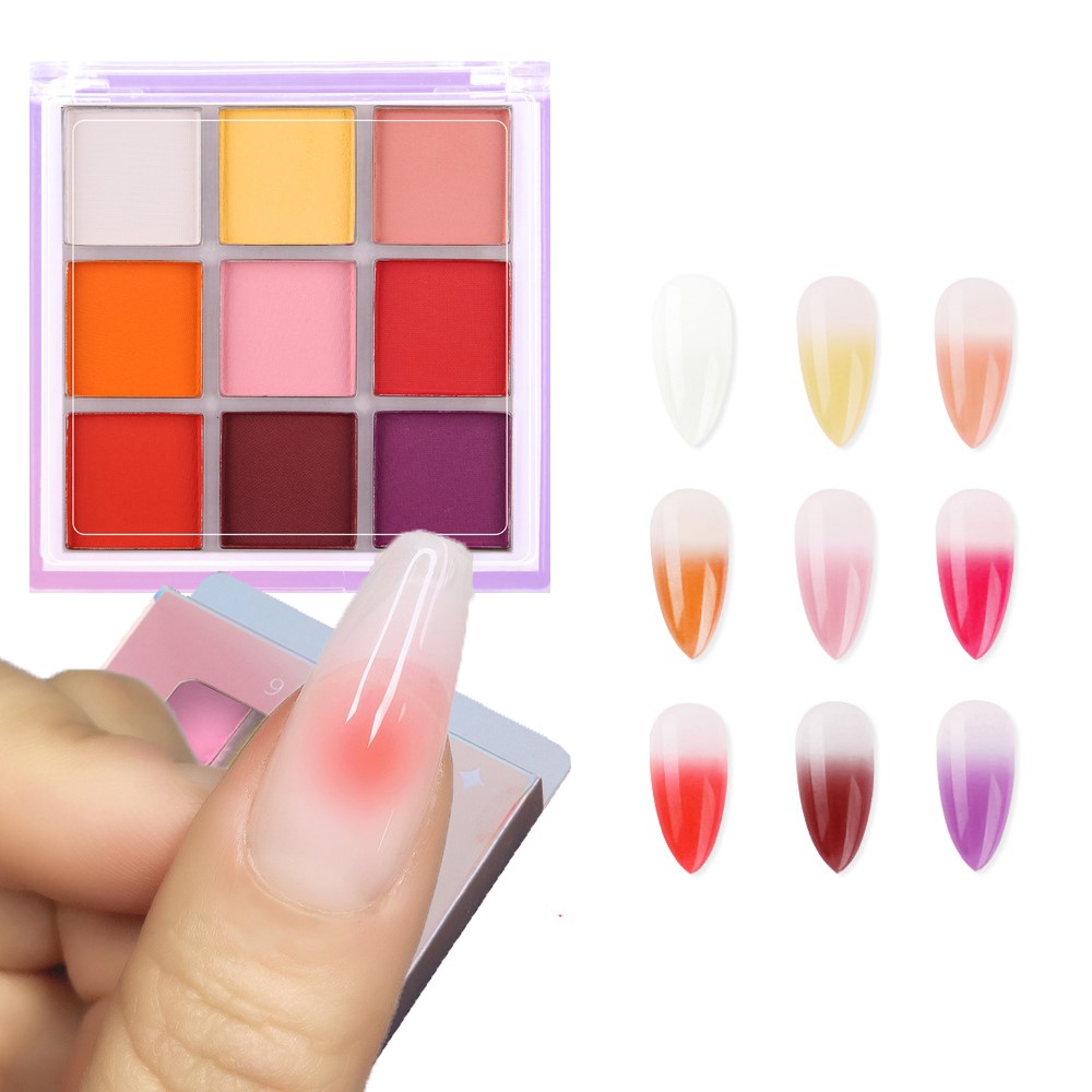 4/6/9Colors Nail Pigment Palet - Nail Art Ombre Glitter 评论和价格