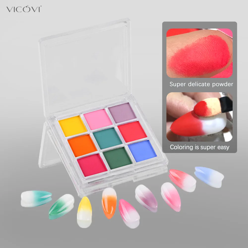 9 Colors Nail Pigment Palette  - Nail Art Ombre Glitter 评论和价格