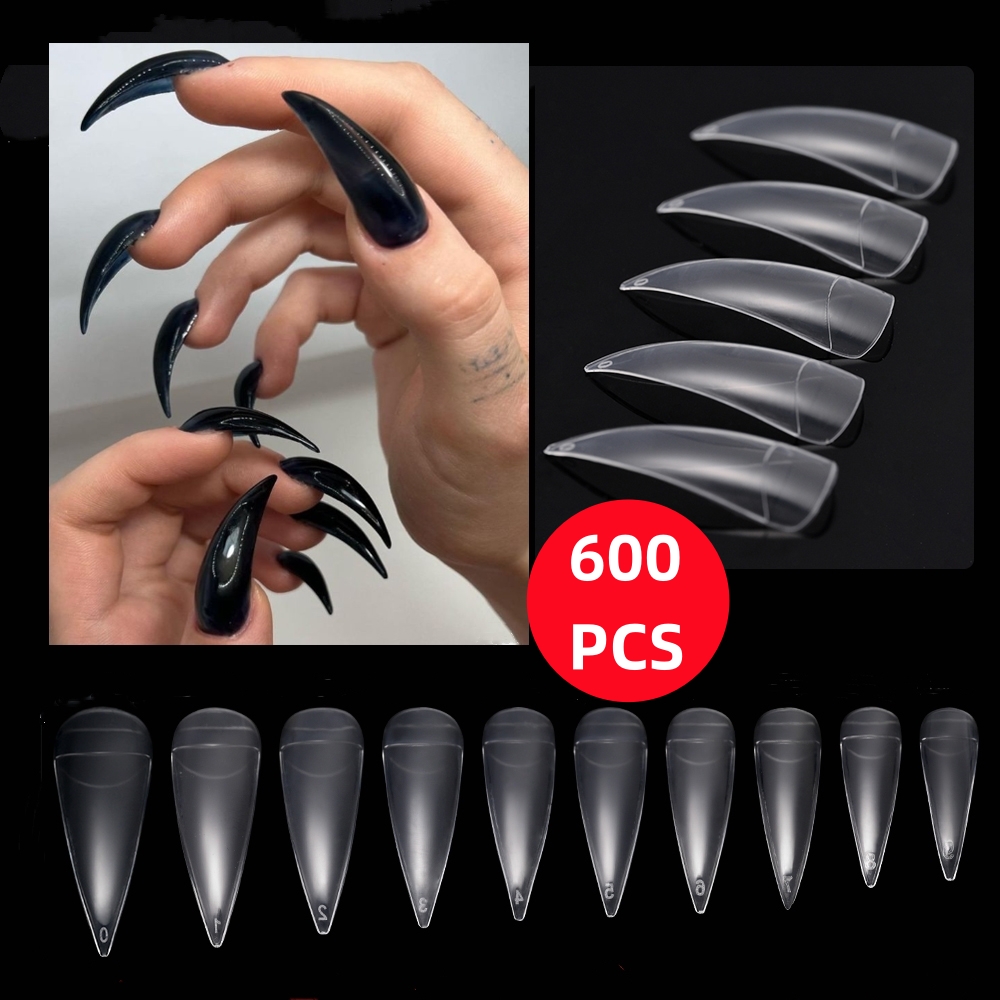 600Pcs Extra Long Hawk Curved  - Nail Art Xl 评论和价格