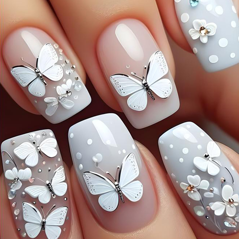 24pcs/set Medium long square f - Nail Art Flower 评论和价格