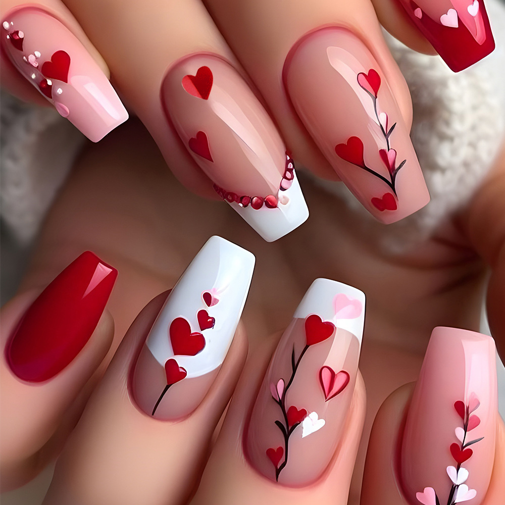 24pcs/set Medium long square f - Nail Art Flower 评论和价格
