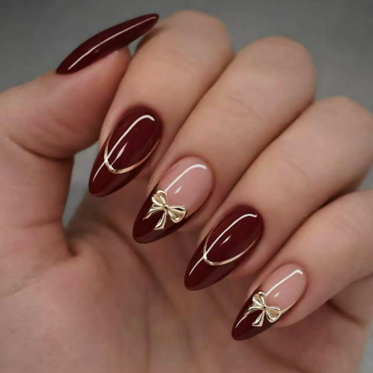24Pcs Retro Wine Red French Al - Nail Art Red 评论和价格