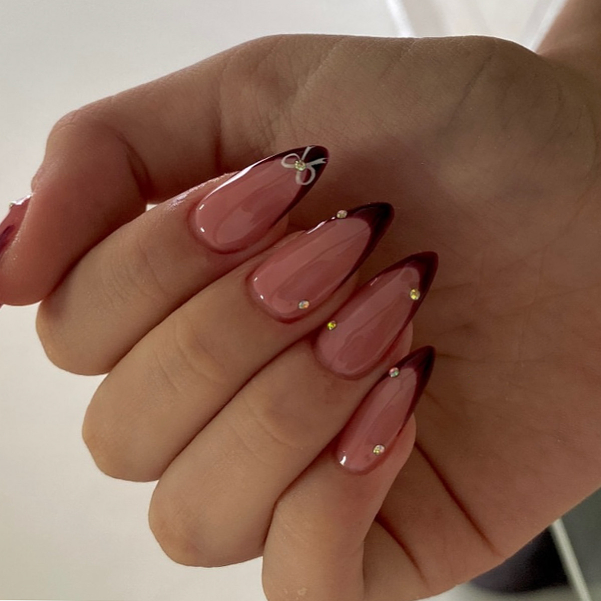 24Pcs Retro Wine Red French Al - Nail Art Red 评论和价格