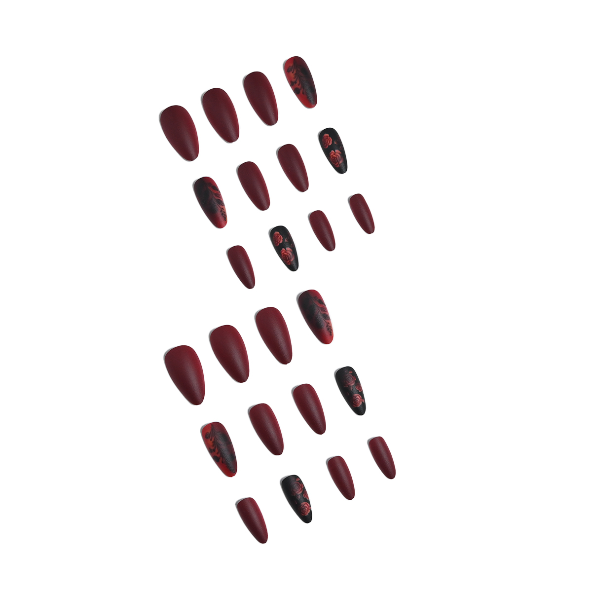 24 pieces of long almond-shape - Nail Art Red 评论和价格