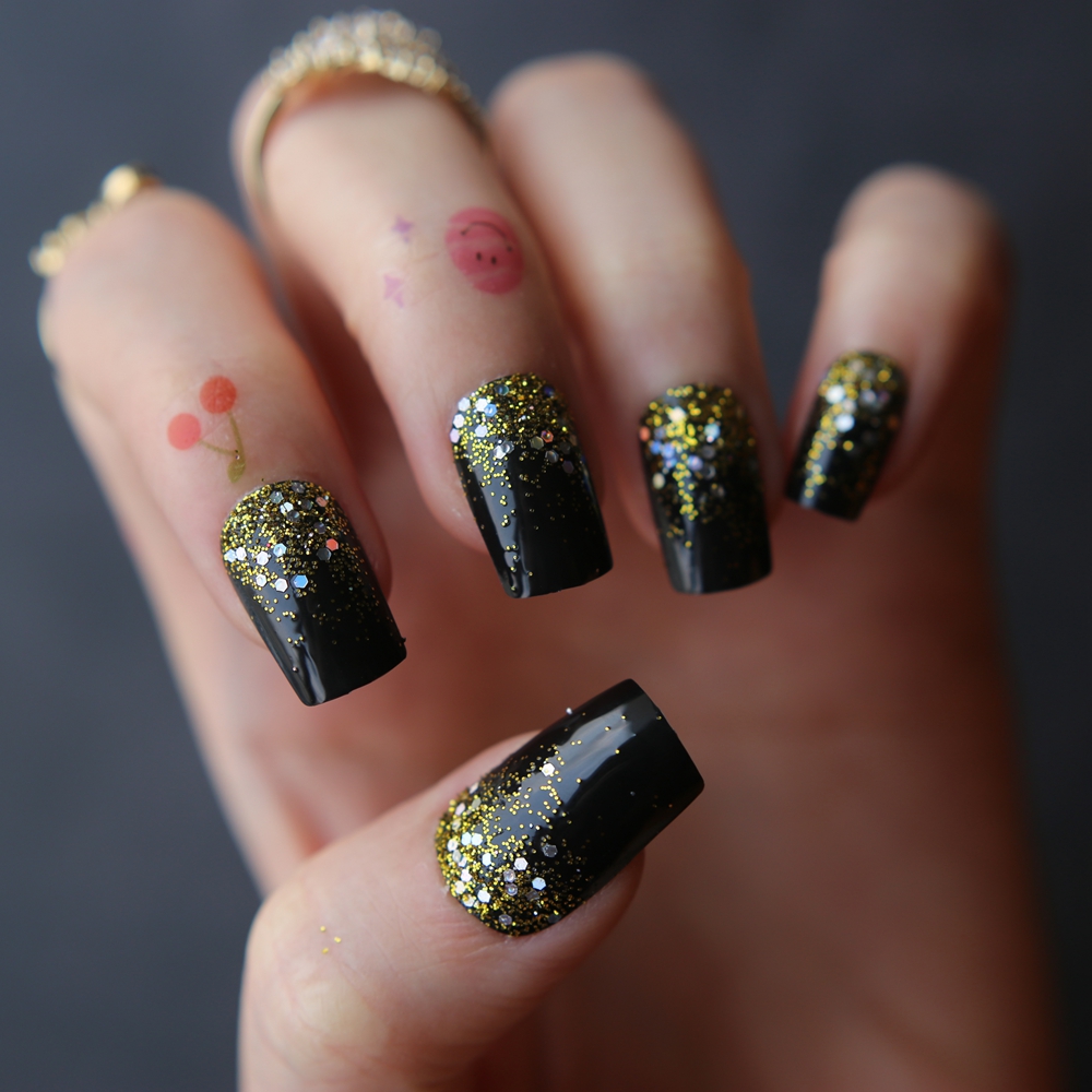 False nails Ombre Glitter Blac - Nail Art Ombre Glitter 评论和价格