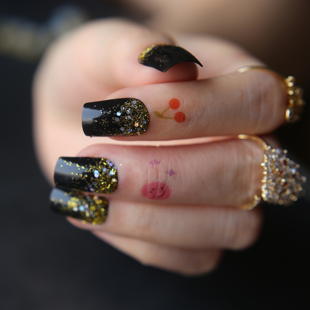 False nails Ombre Glitter Blac - Nail Art Ombre Glitter 评论和价格