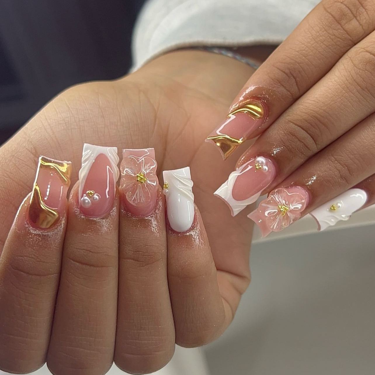 24pcs Wearable Square Press on - Nail Art Flower 评论和价格