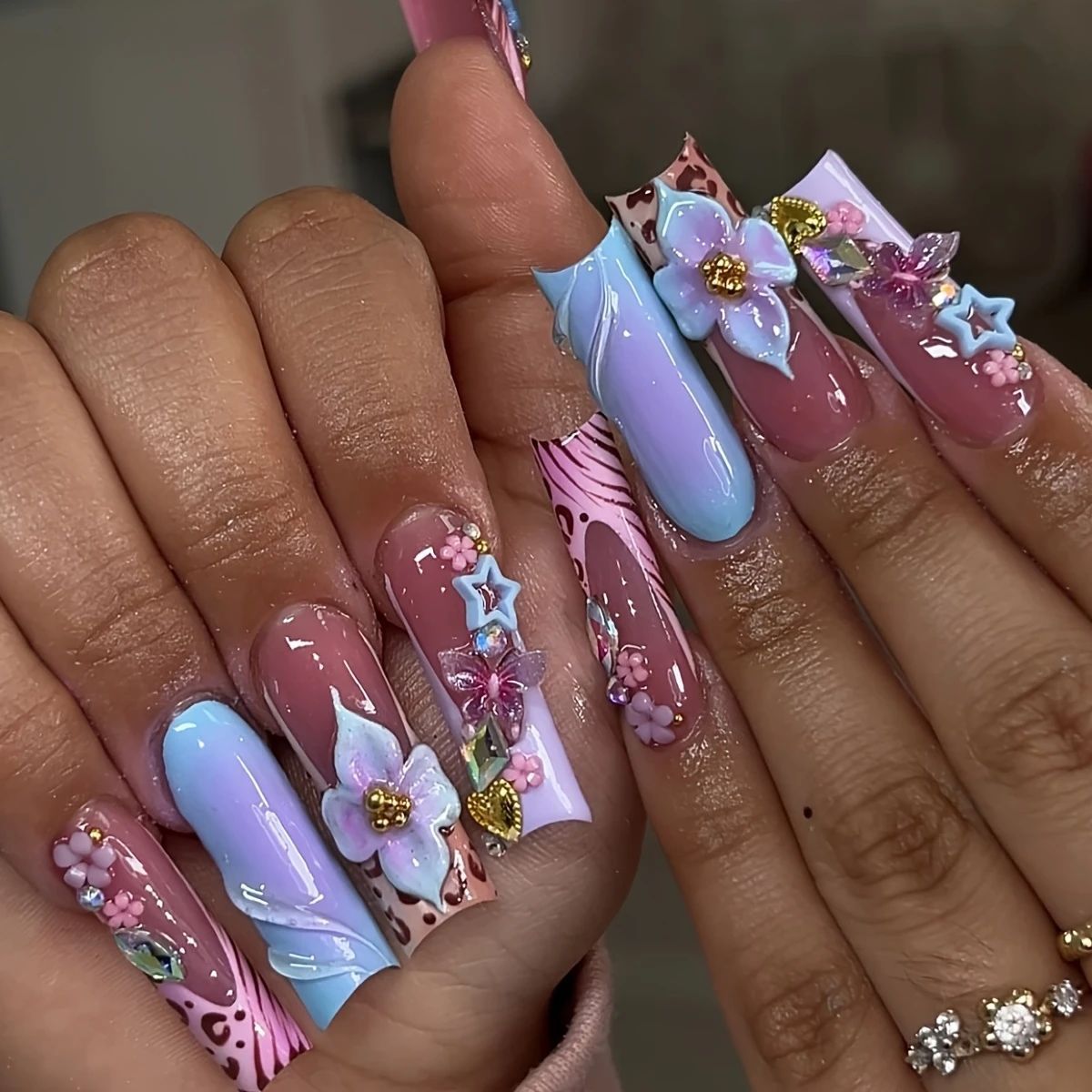 24pcs Wearable Square Press on - Nail Art Flower 评论和价格