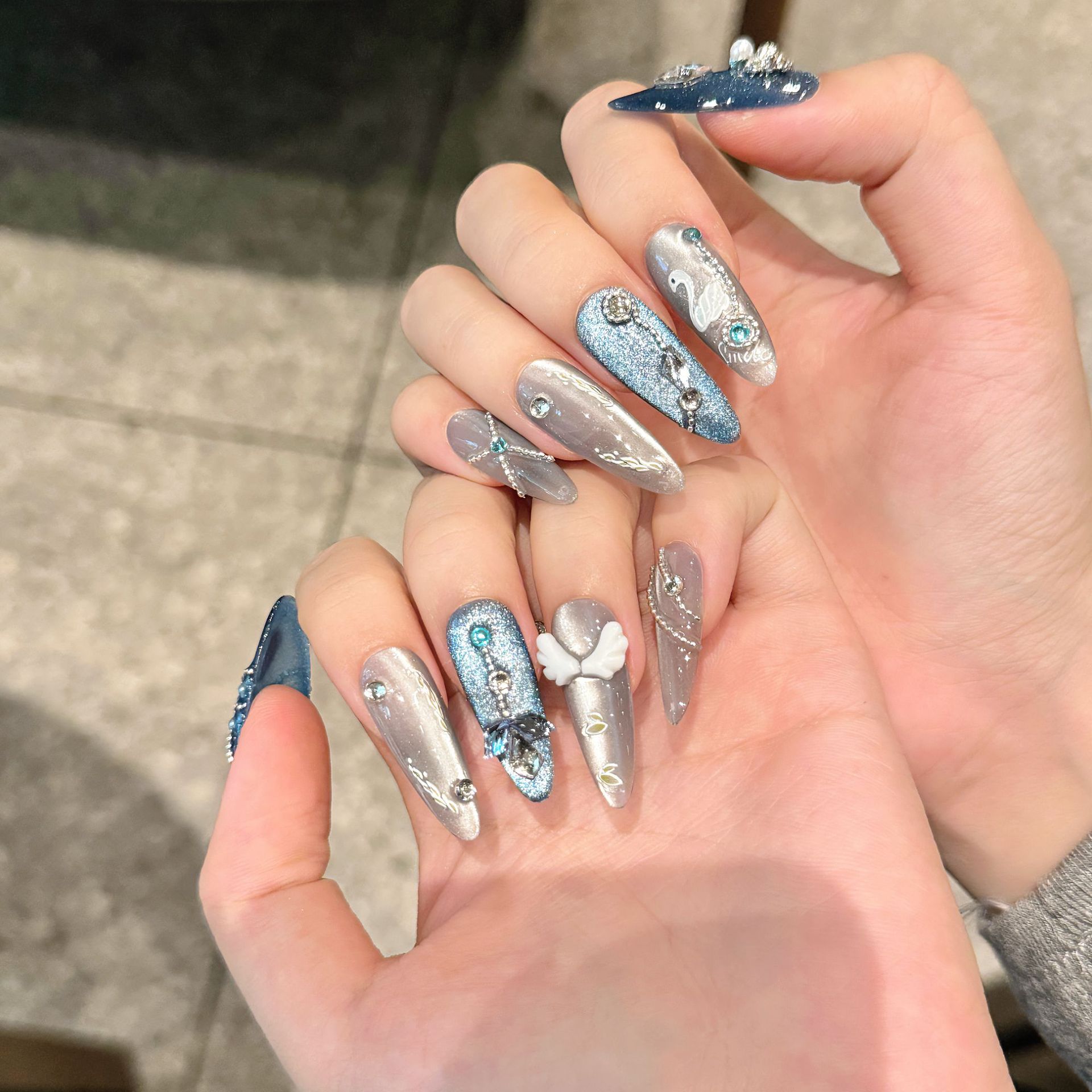 10Pcs White Swan Handmade Fals - Nail Art Glitter 评论和价格