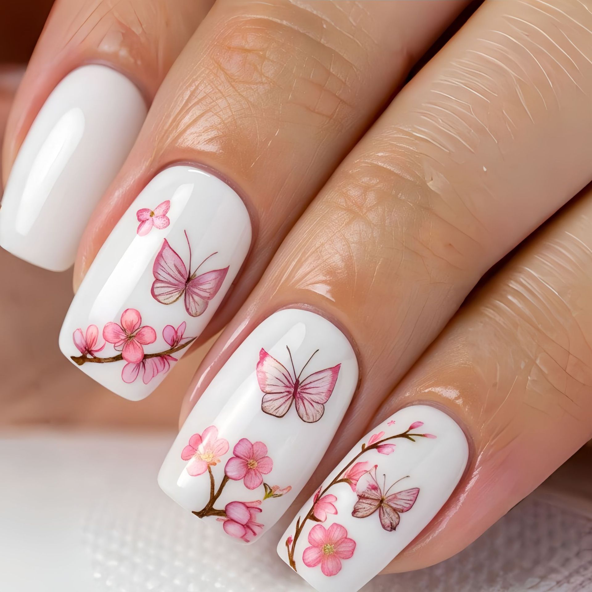 Medium Fake Nails for Women Gi - Nail Art Flower 评论和价格