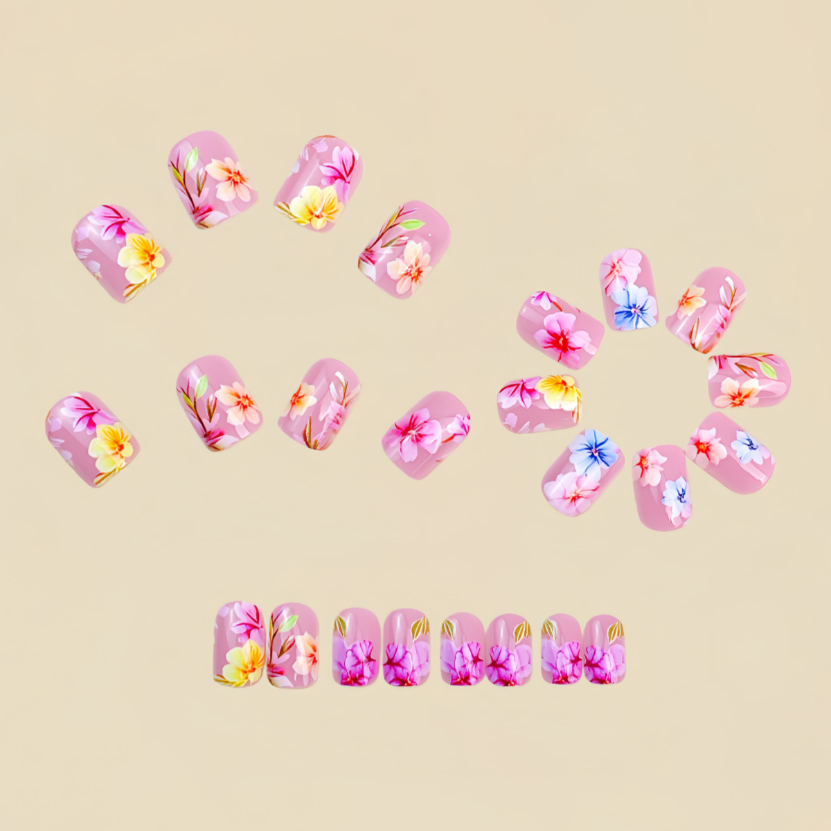 Medium Fake Nails for Women Gi - Nail Art Flower 评论和价格
