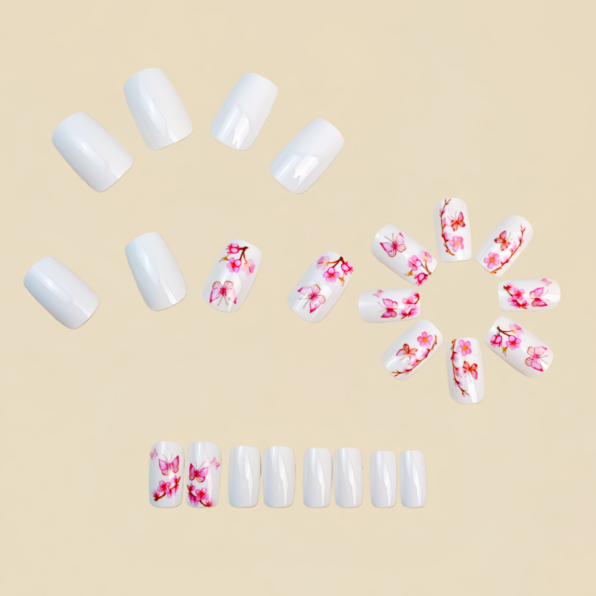 Medium Fake Nails for Women Gi - Nail Art Flower 评论和价格