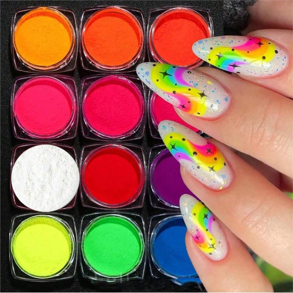 1Set Colorful Neon Phosphor Pi - Nail Art Ombre Glitter 评论和价格