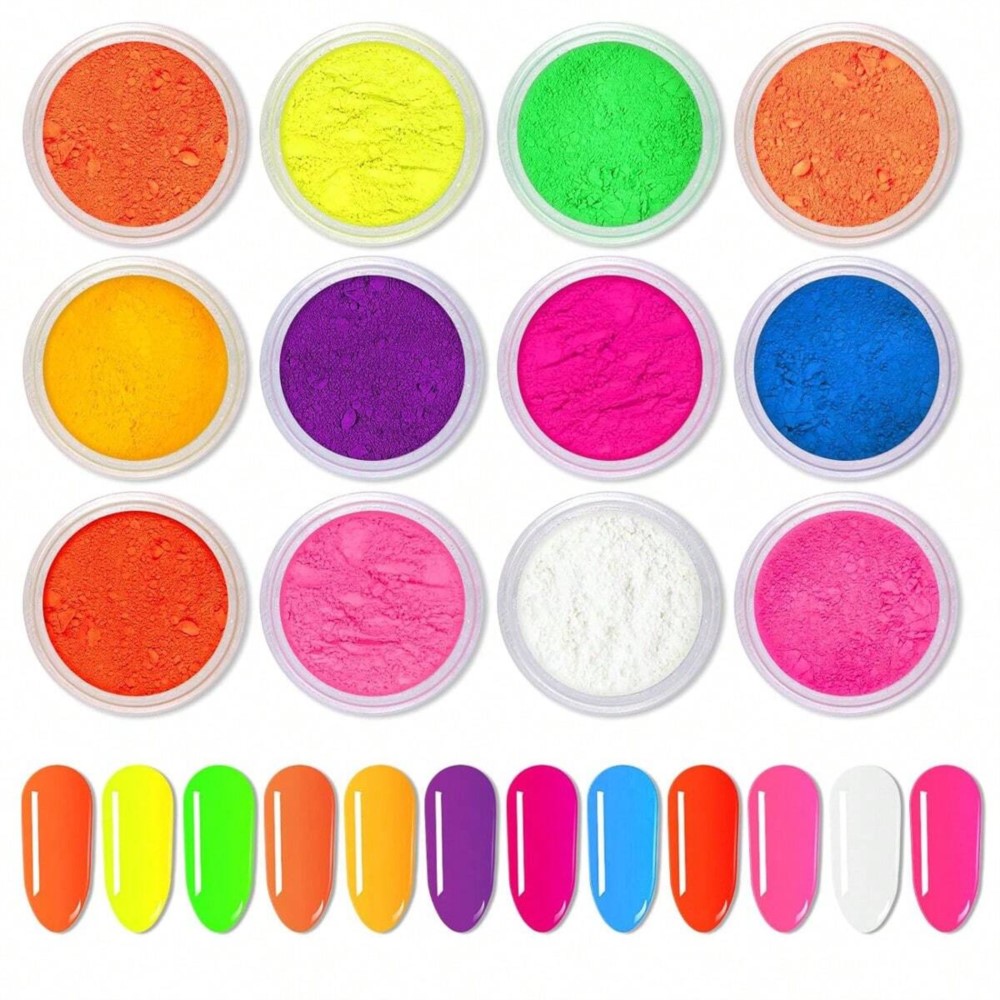 1Set Colorful Neon Phosphor Pi - Nail Art Ombre Glitter 评论和价格