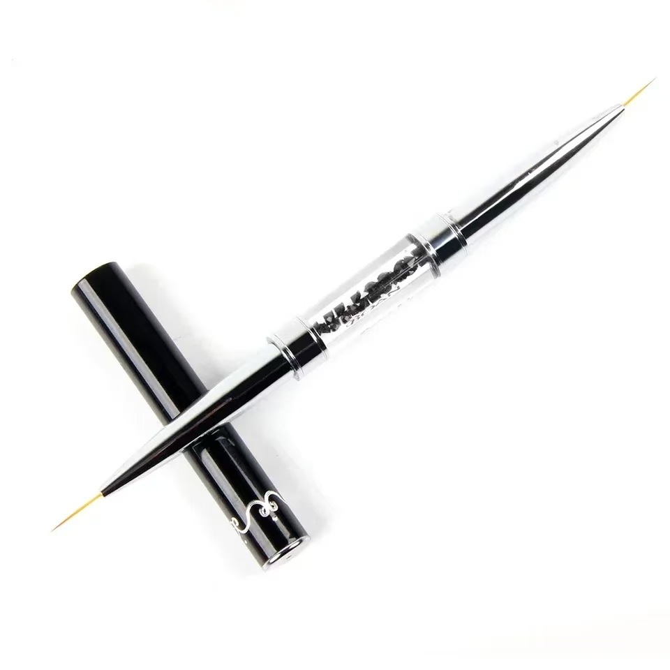 Dual-ended Black Metal Handle  - Nail Fan Brush 评论和价格