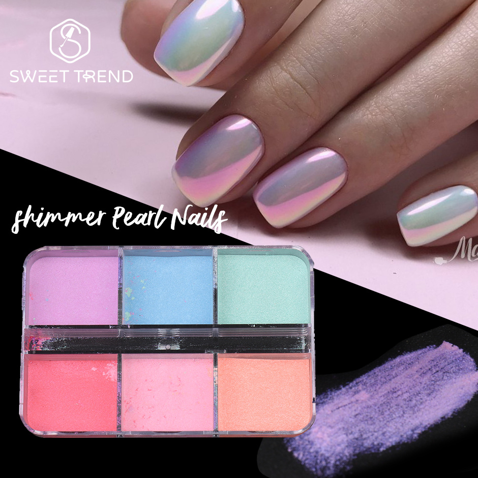 6 Grids Mirror Pearl Nail Powd - Nail Art Ombre Glitter 评论和价格