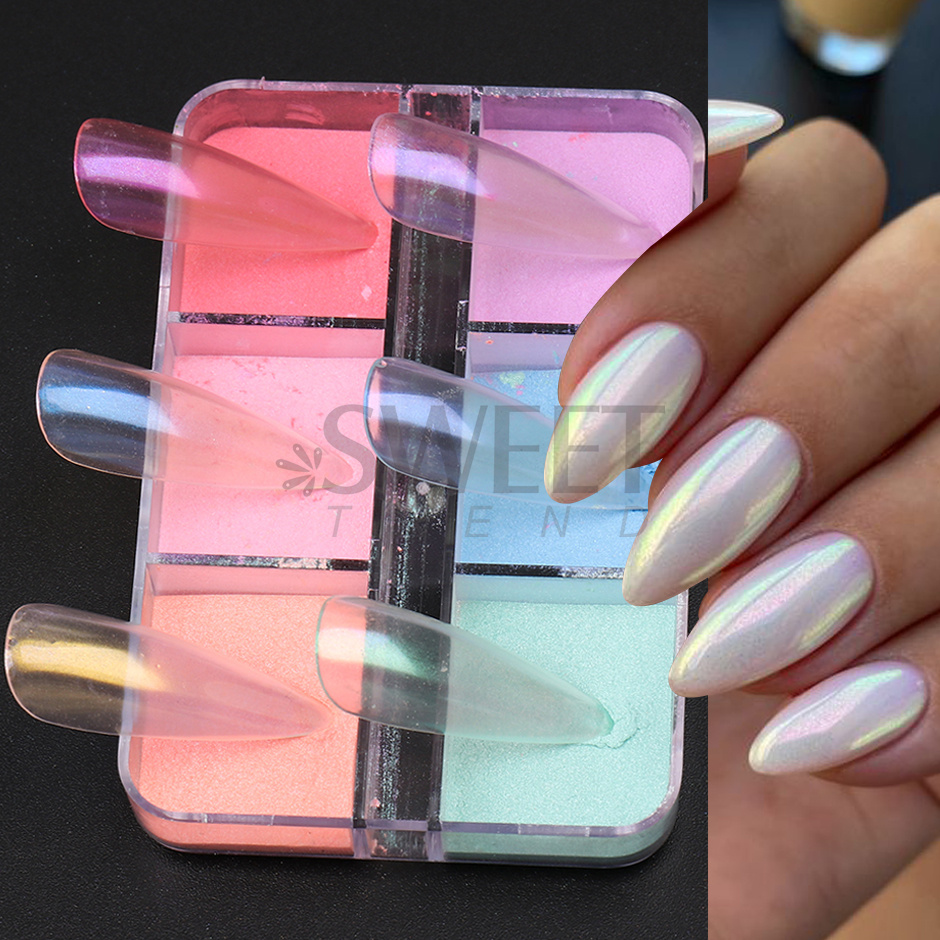6 Grids Mirror Pearl Nail Powd - Nail Art Ombre Glitter 评论和价格