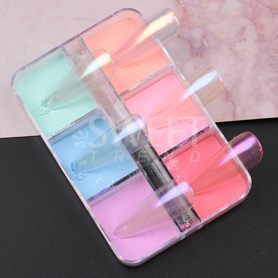 6 Grids Mirror Pearl Nail Powd - Nail Art Ombre Glitter 评论和价格