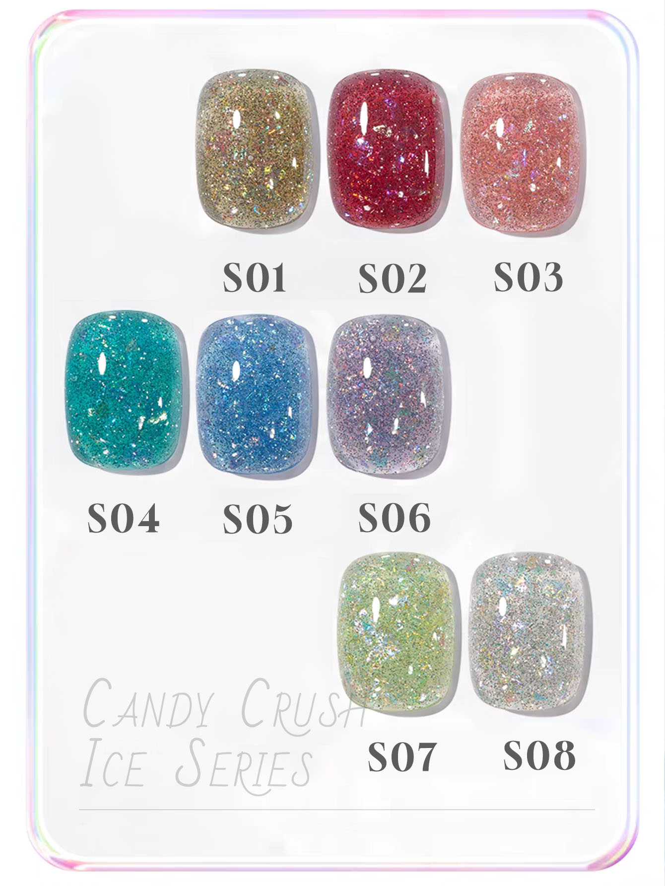 1-8pcs 12ml Candy Crush Ice Di - Nail Art Ombre Glitter 评论和价格
