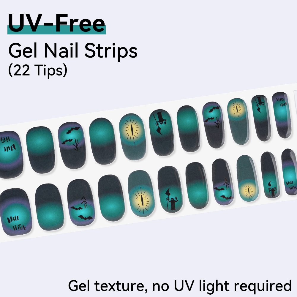 UV FREE Gel Nail Strips 22 Tip - Nail Art Ombre Glitter 评论和价格