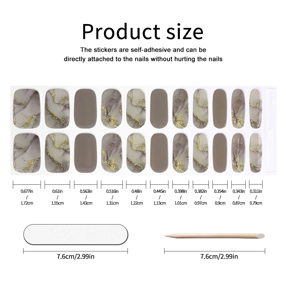 UV FREE Gel Nail Strips 22 Tip - Nail Art Ombre Glitter 评论和价格