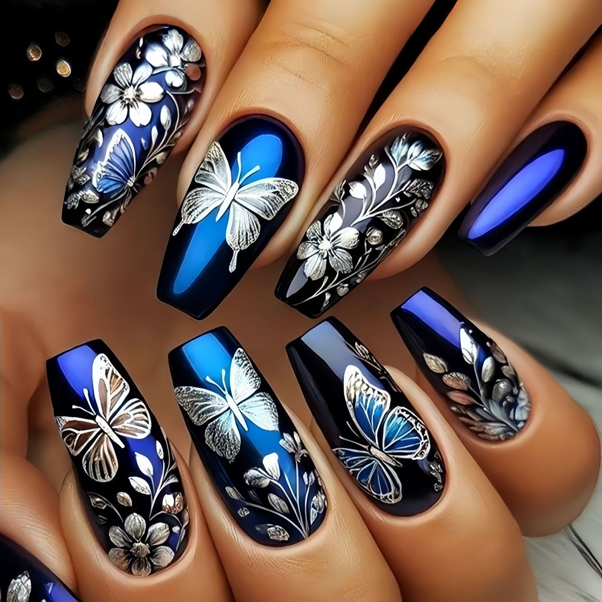 Medium long fake nails for wom - Nail Art Flower 评论和价格