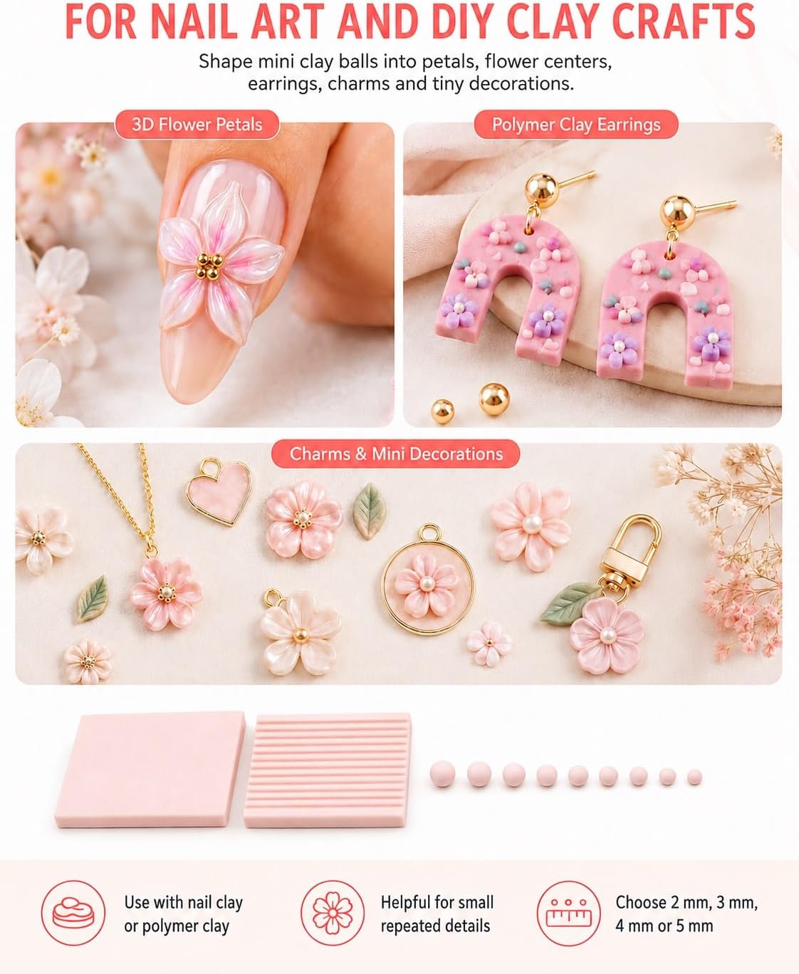 4PCS 3D Print Clay Gel Ball Ma - Nail Art Flower 评论和价格
