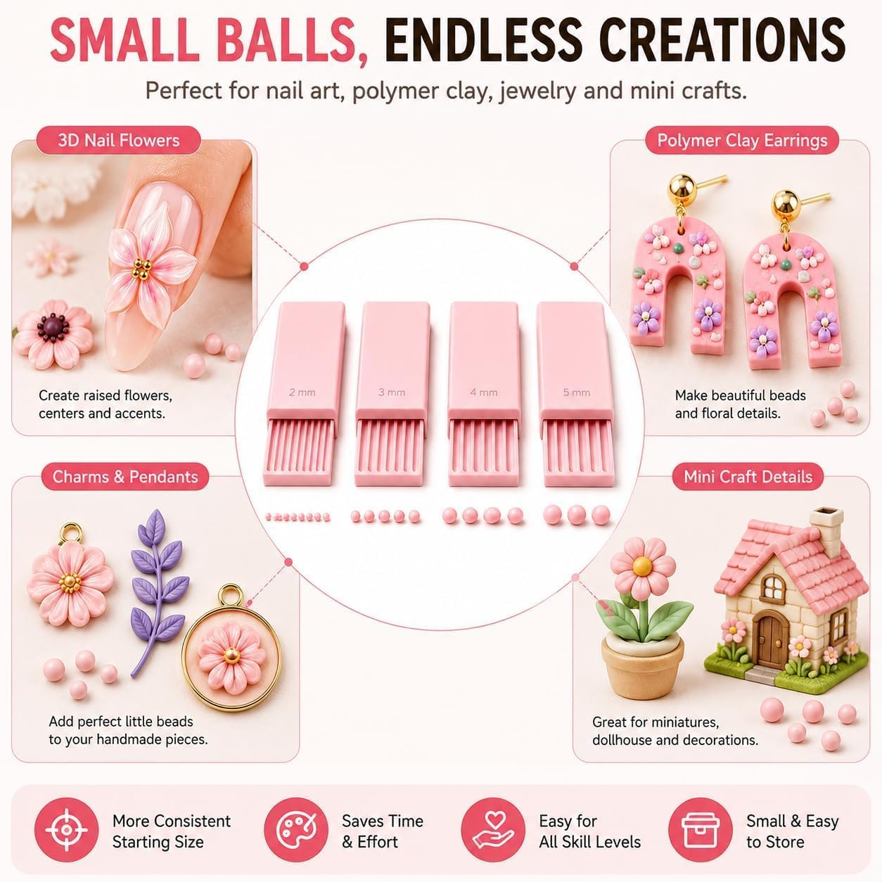 4PCS 3D Print Clay Gel Ball Ma - Nail Art Flower 评论和价格