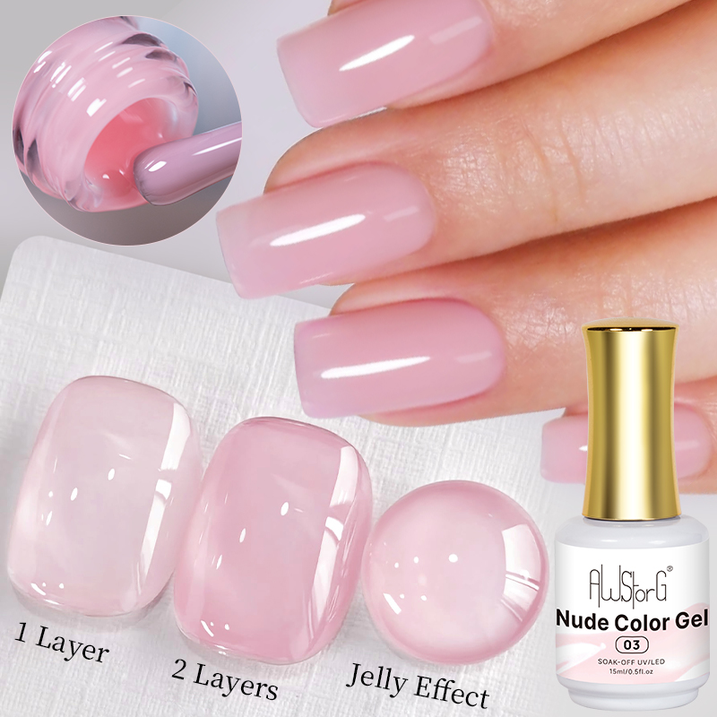 AWStorG 15ml Jelly Nude Pink T - Nail Art Natural Pink 评论和价格