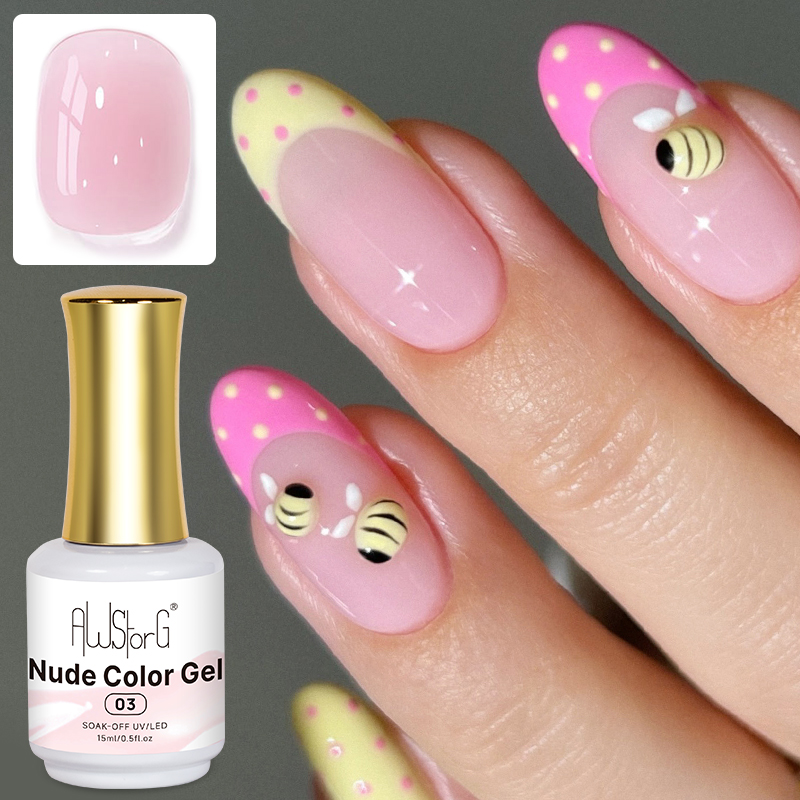 AWStorG 15ml Jelly Nude Pink T - Nail Art Natural Pink 评论和价格