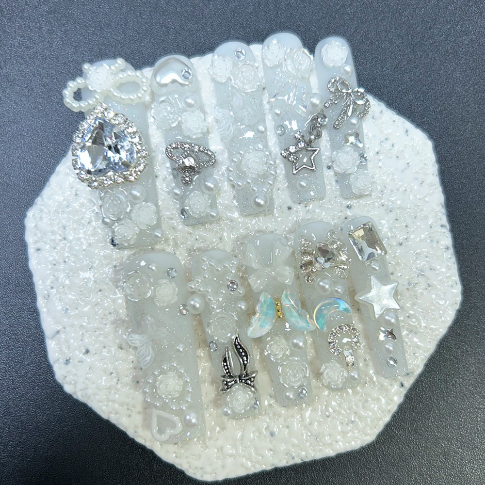 10PCS Cute Jirai Kei White Han - Nail Art Glitter 评论和价格