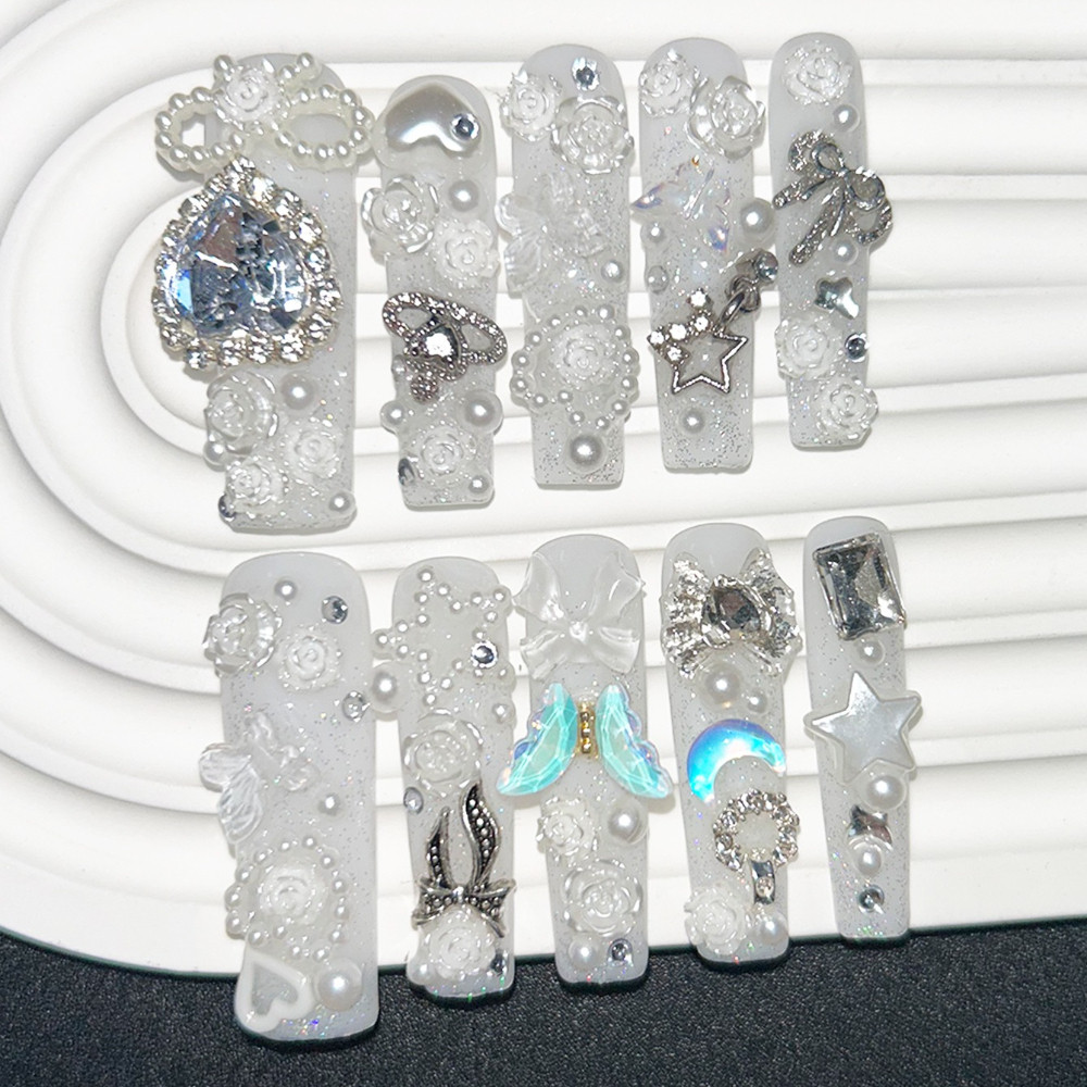 10PCS Cute Jirai Kei White Han - Nail Art Glitter 评论和价格