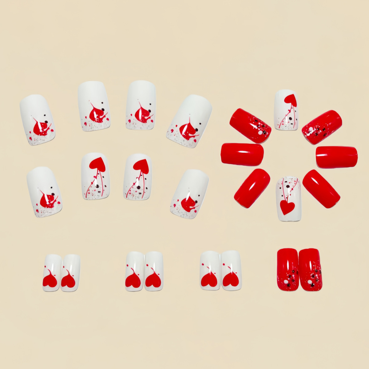 Short Medium fake nails for wo - Nail Art Red 评论和价格