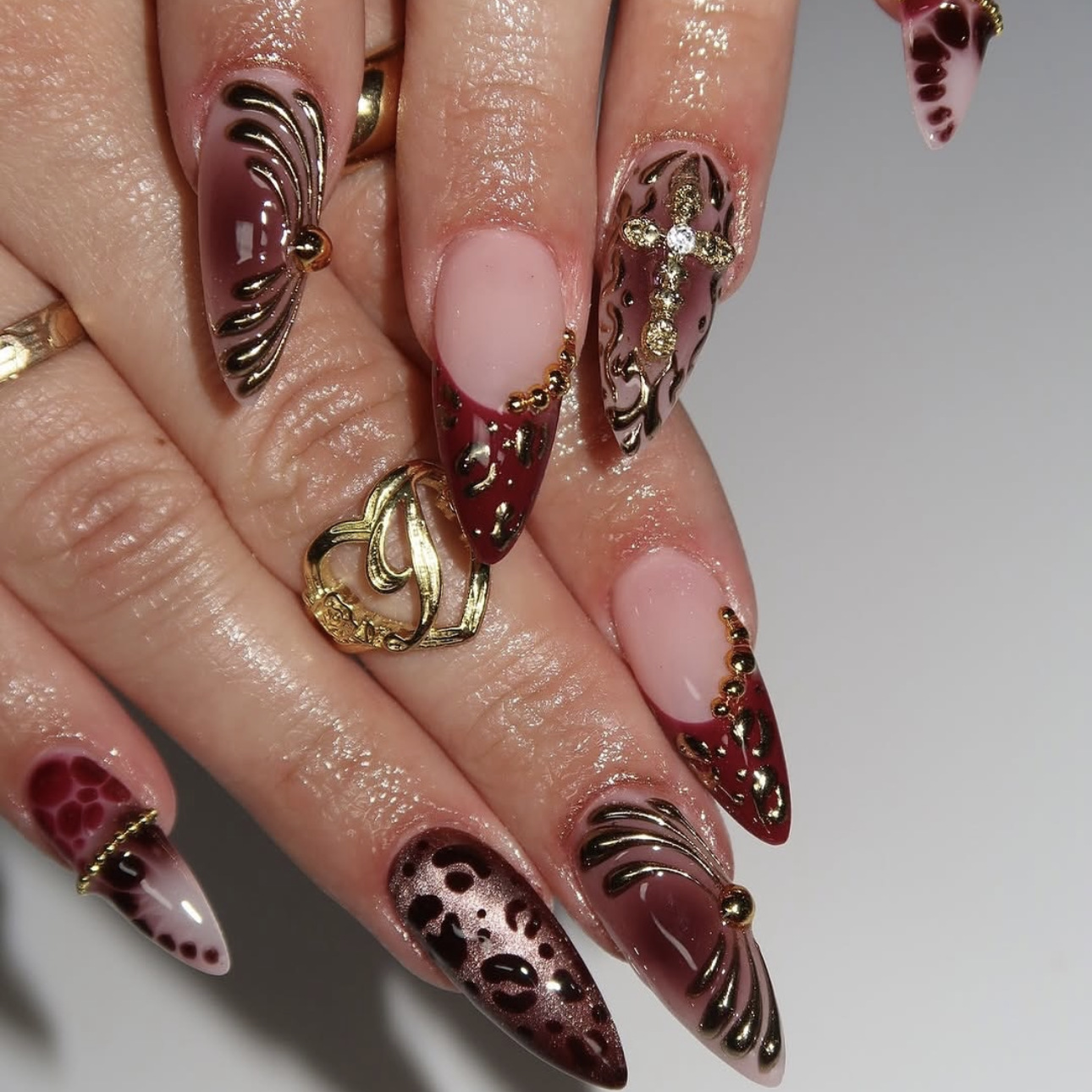 Gradient wine red brown fake n - Nail Art Red 评论和价格