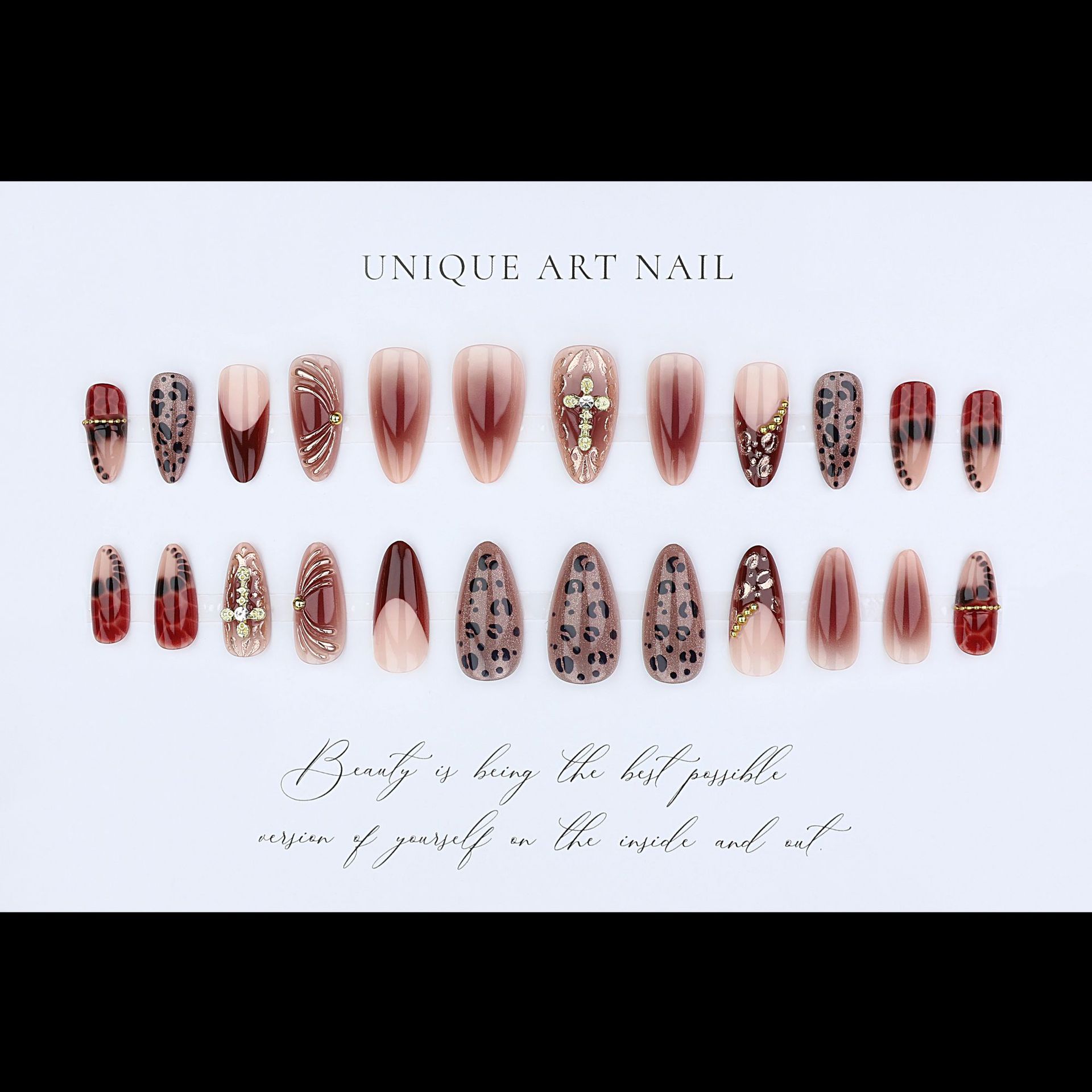 Gradient wine red brown fake n - Nail Art Red 评论和价格