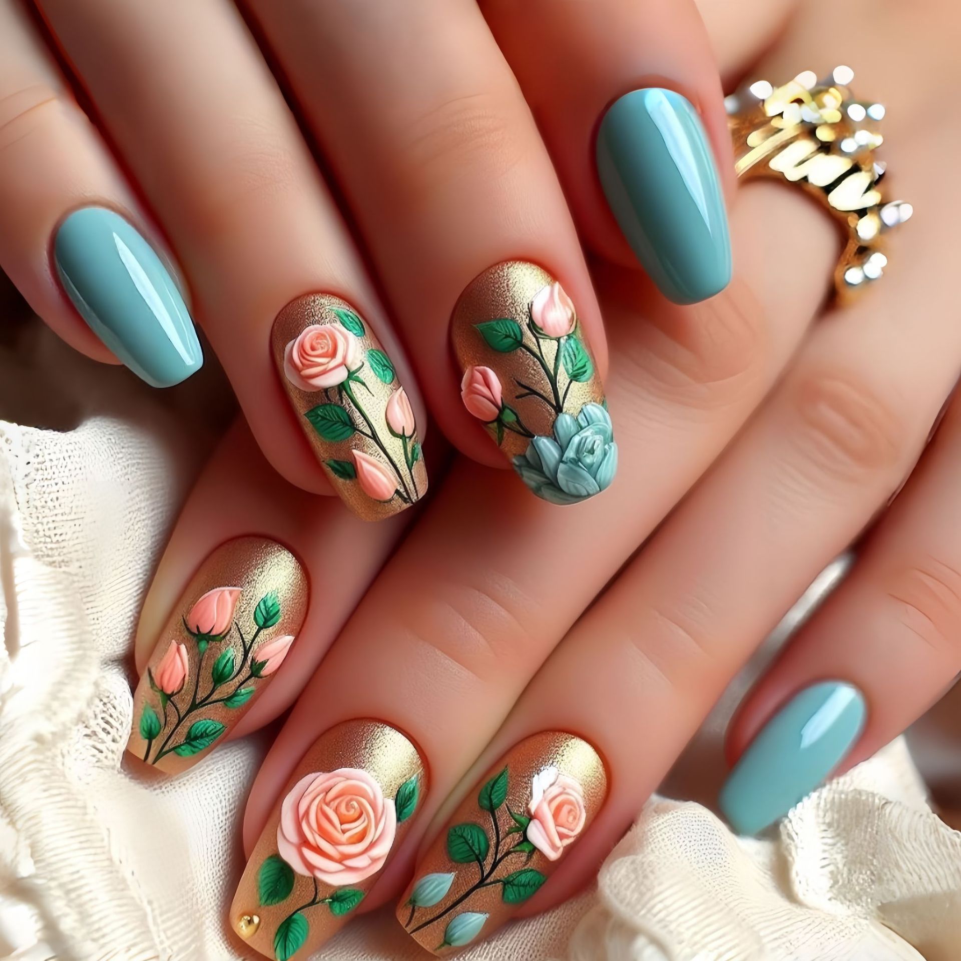 Medium fake nails for women gi - Nail Art Flower 评论和价格