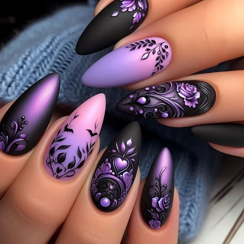 Medium fake nails for women gi - Nail Art Flower 评论和价格