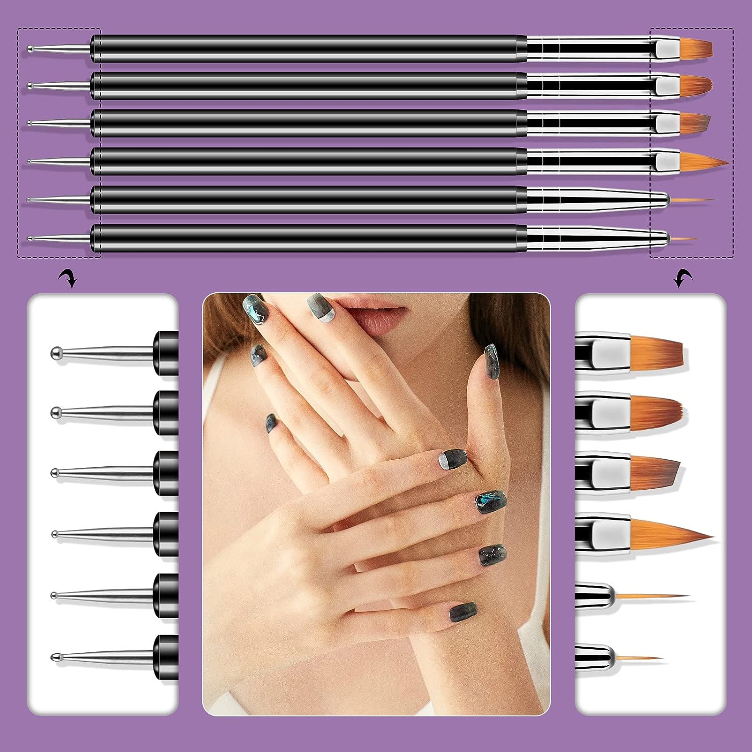 6/31Pcs Nail Art Brush Design  - Nail Fan Brush 评论和价格
