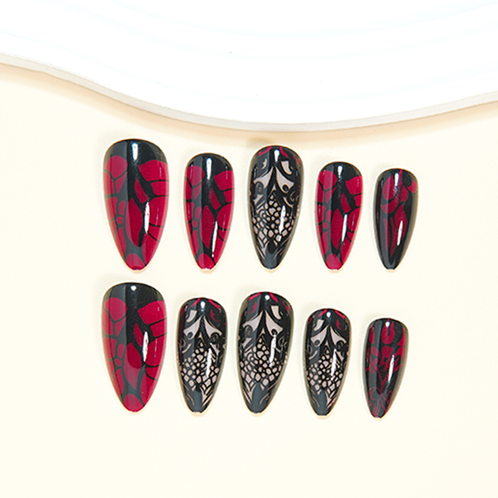 Medium fake nails for women da - Nail Art Red 评论和价格