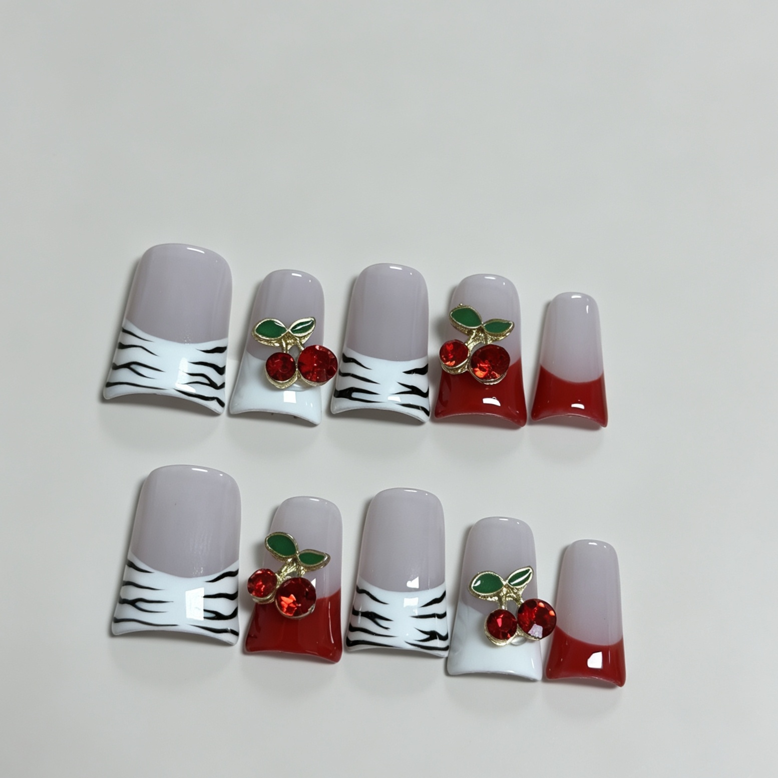 Medium Square 10Pcs French Pre - Nail Art Red 评论和价格