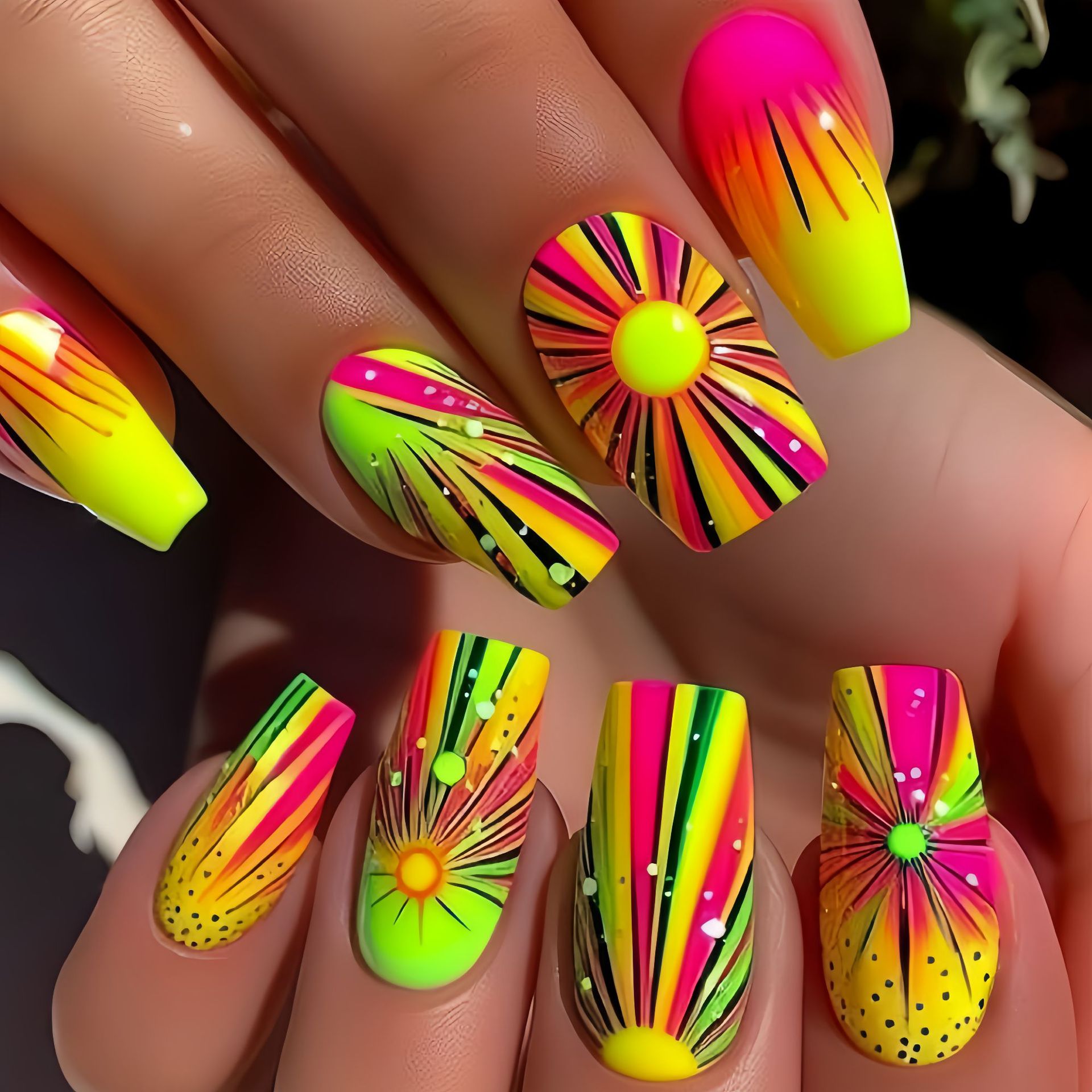 Colorful Ombre Press on Nails  - Nail Art Ombre Glitter 评论和价格