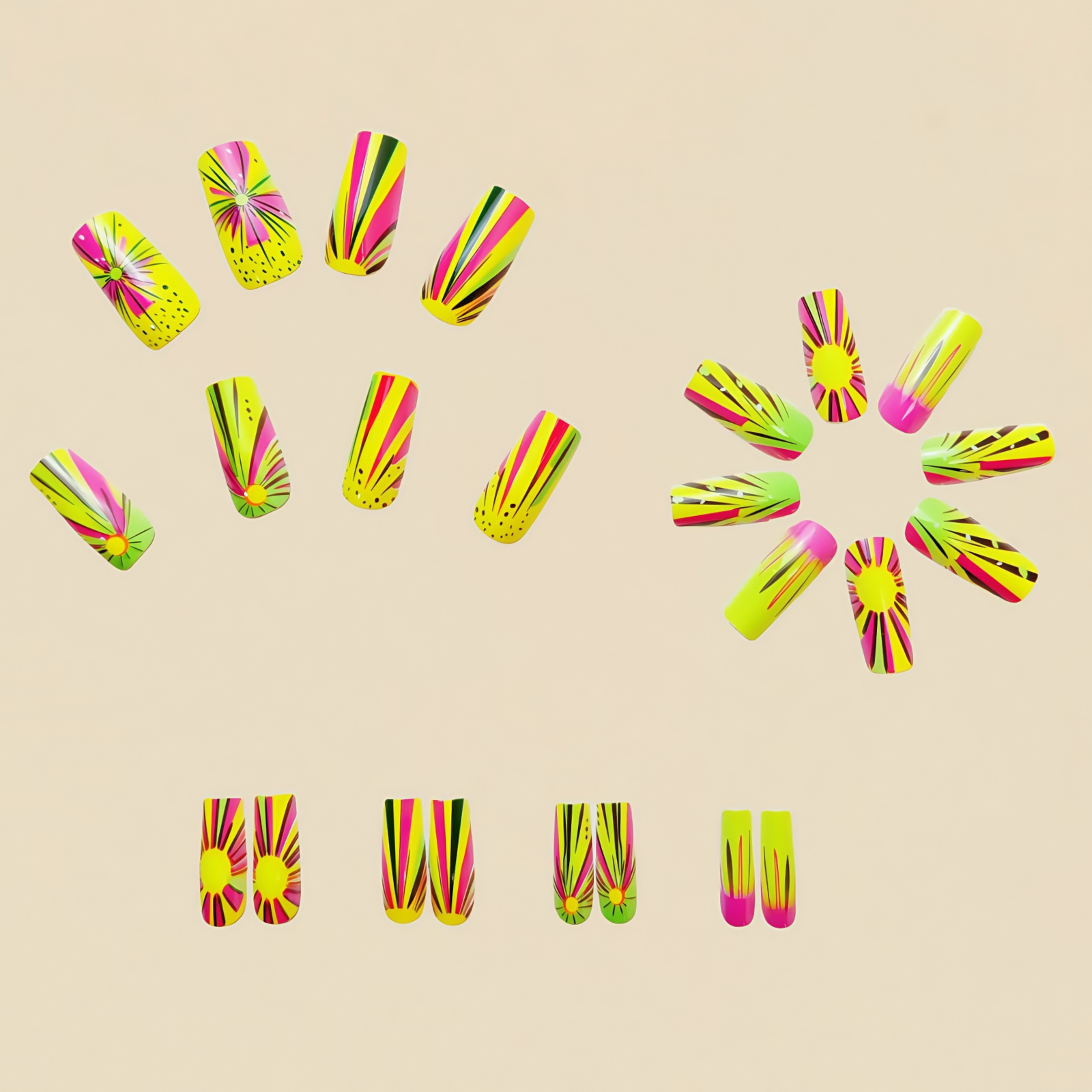 Colorful Ombre Press on Nails  - Nail Art Ombre Glitter 评论和价格