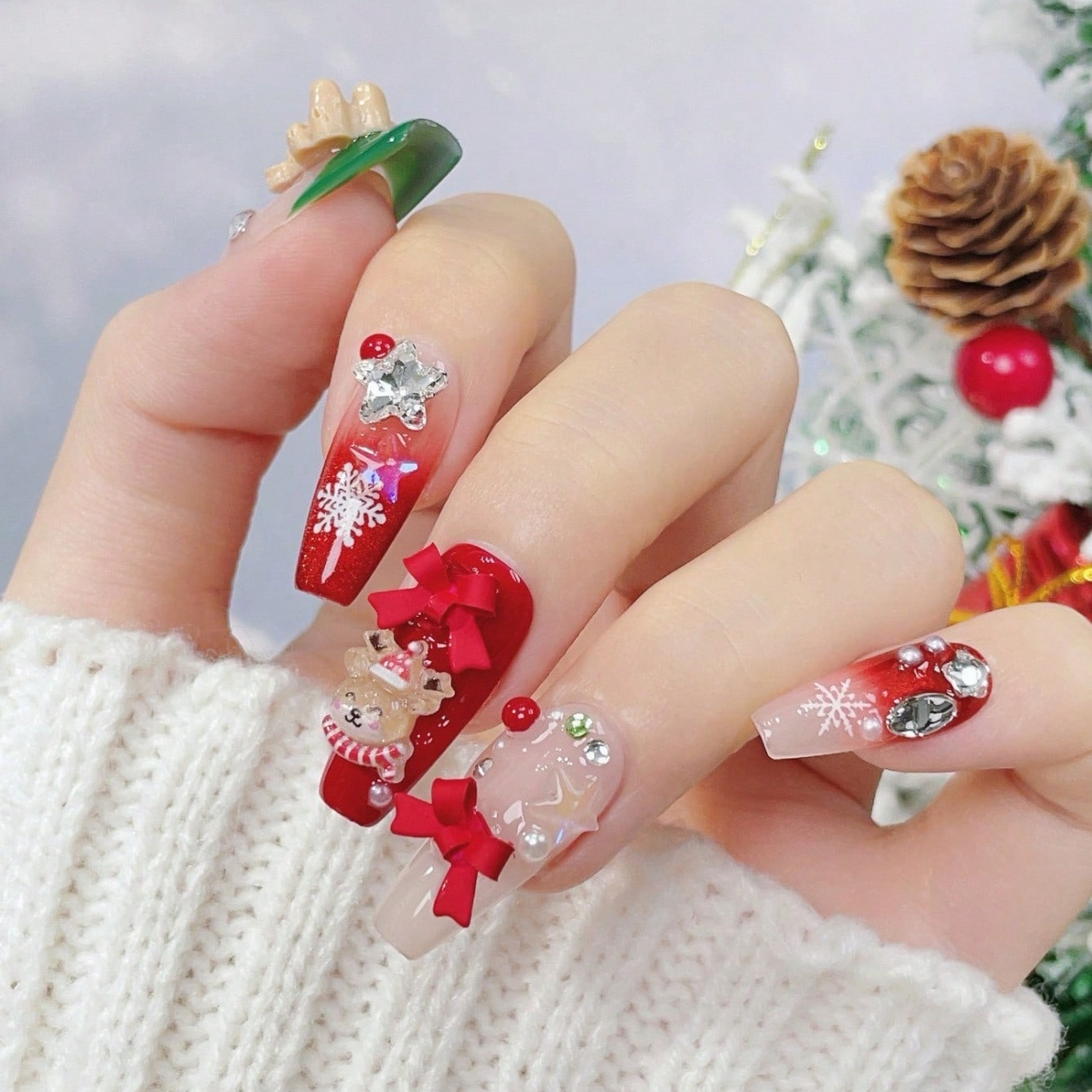 10pcs Handmade Coffin Shaped N - Nail Art Red 评论和价格