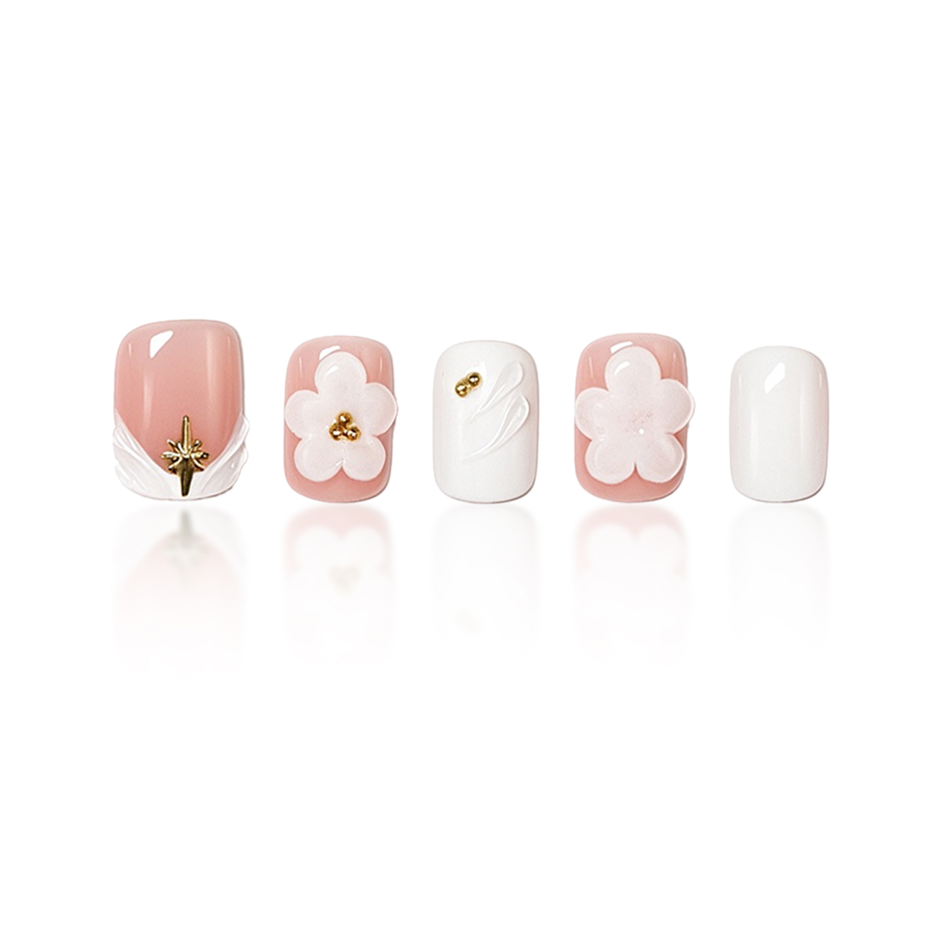 Full set of 24‑piece short squ - Nail Art Flower 评论和价格